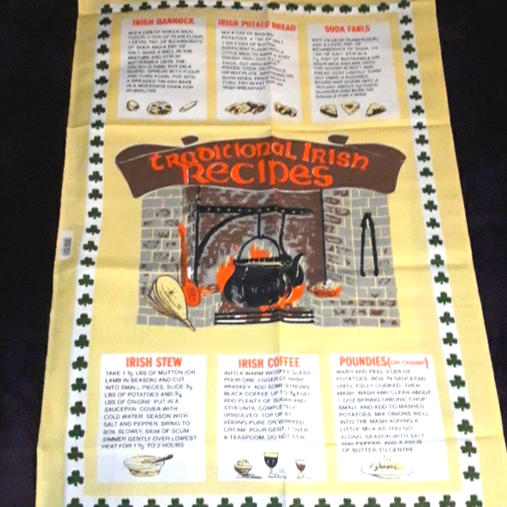 Traditional Irish Recipes Kitchen Linen Tea Towel